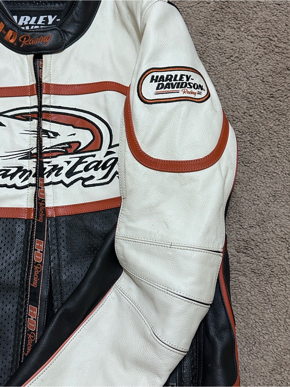 Harley-Davidson Screamin Eagle Racing Genuine Leather Jacket WOMENS LG - Picture 5 of 16